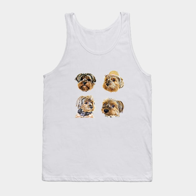 Cute Yorkshire Terrier Yorkie faces Tank Top by AdrianaHolmesArt